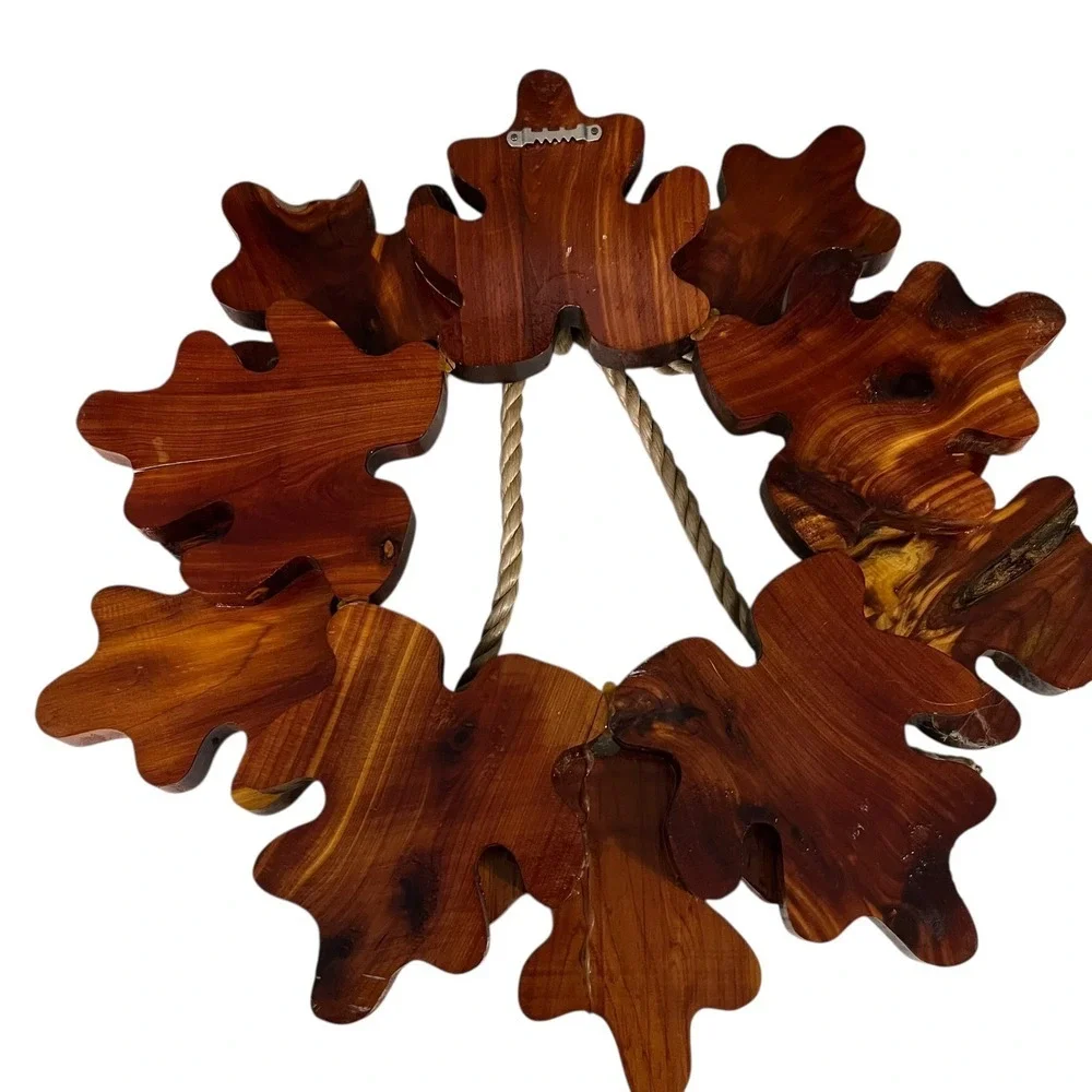 Rustic Wooden Oak Leaf Wreath Wall Decor Cottagecore‎ Farmhouse Holiday